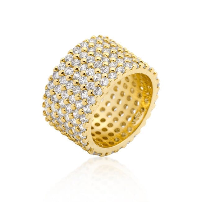 Goldtone Finishd Wide Pave Cubic Zirconia Ring Rings Das Juwel 
