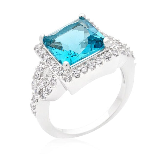 Halo Style Princess Cut Aqua Blue Cocktail Ring Rings Das Juwel 