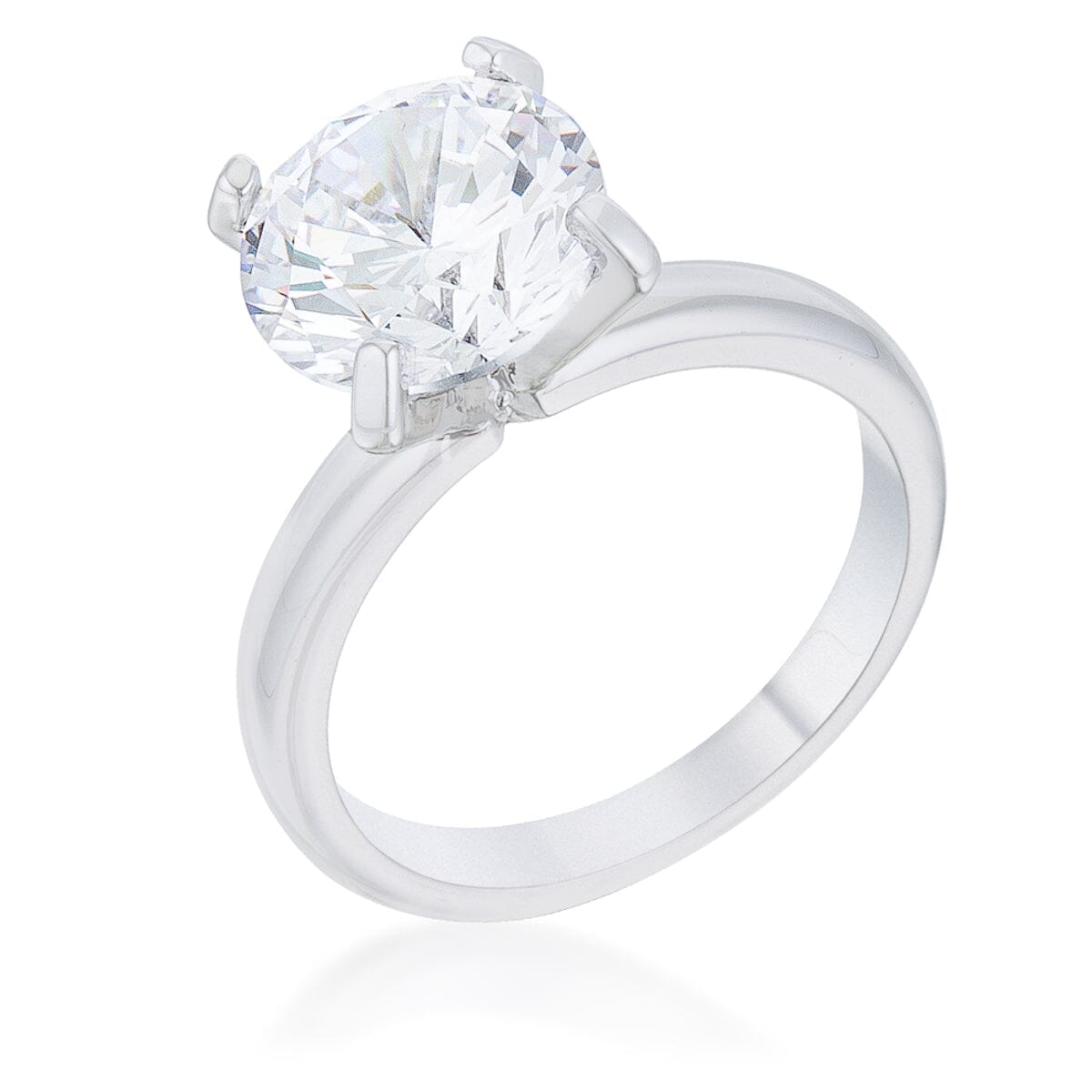 Hanna 4.4ct Cubic Zirconia Rhodium Classic Solitaire Ring  