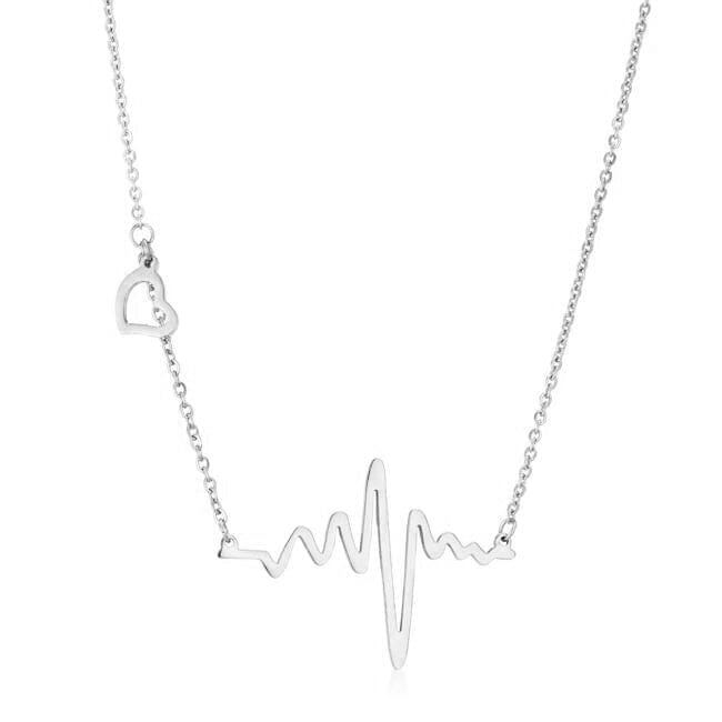 High Polish Stainless Steel Heartbeat Necklace Necklaces Das Juwel 