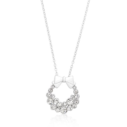 Holiday Wreath Clear Crystal Pendant  