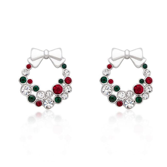 Holiday Wreath Colored Crystal Earrings Earrings Das Juwel 