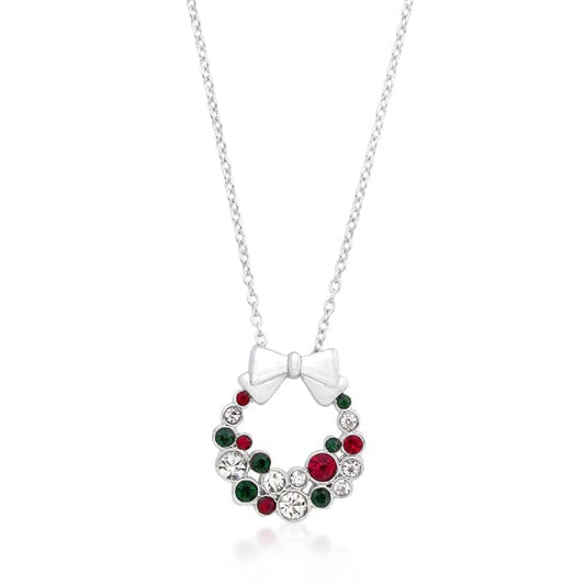 Holiday Wreath Colored Crystal Pendant Pendants  