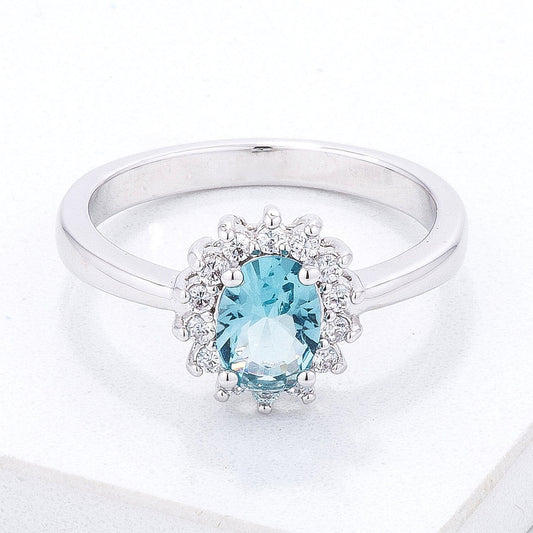 Ice Blue Cubic Zirconia Petite Oval Ring  