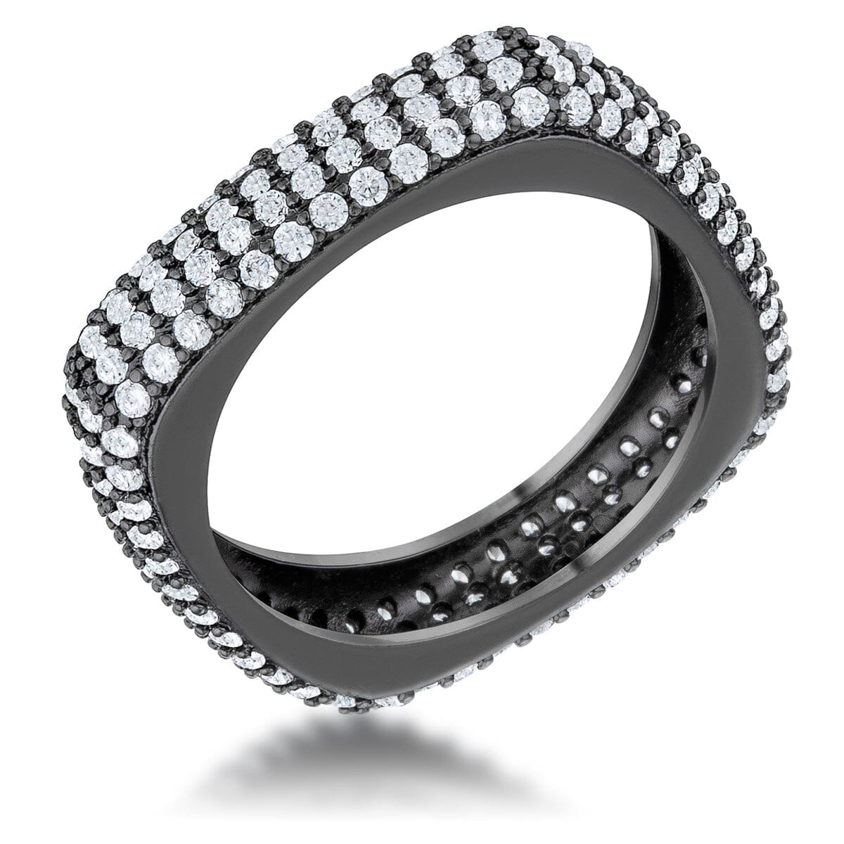 Jana 1.29ct Cubic Zirconia Hematite Contemporary Square Band Ring Rings Das Juwel 