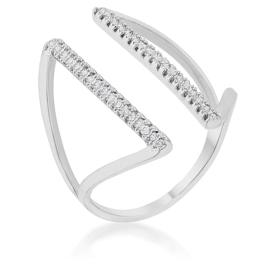 Jena 0.2ct Cubic Zirconia Rhodium Delicate Parallel Ring  