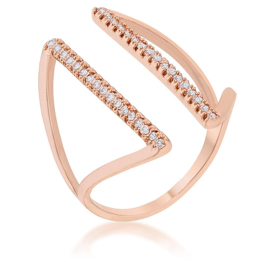 Jena 0.2ct Cubic Zirconia Rose Gold Delicate Parallel Ring Rings Das Juwel 