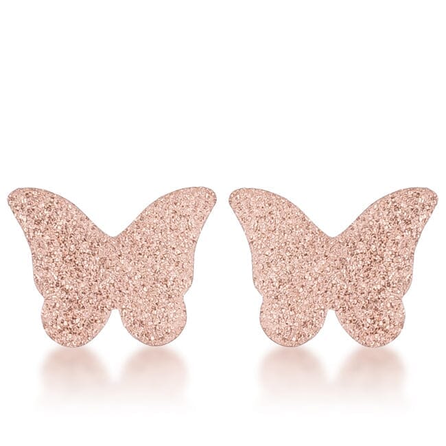 Jess Glittery Butterfly Rose Gold Stud Earrings Earrings Das Juwel 