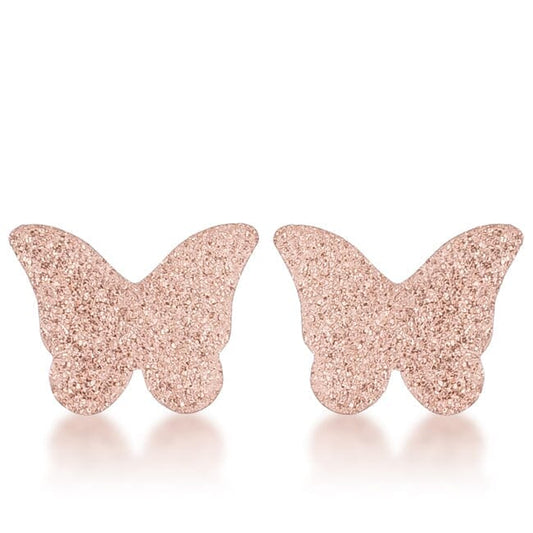Jess Glittery Butterfly Rose Gold Stud Earrings Earrings Das Juwel 