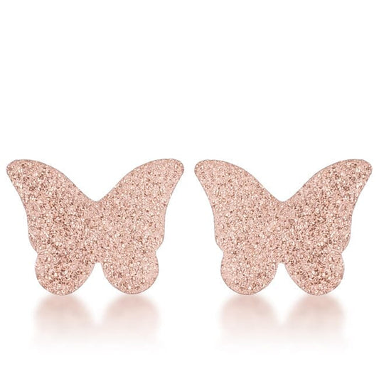 Jess Glittery Butterfly Rose Gold Stud Earrings Earrings Das Juwel 