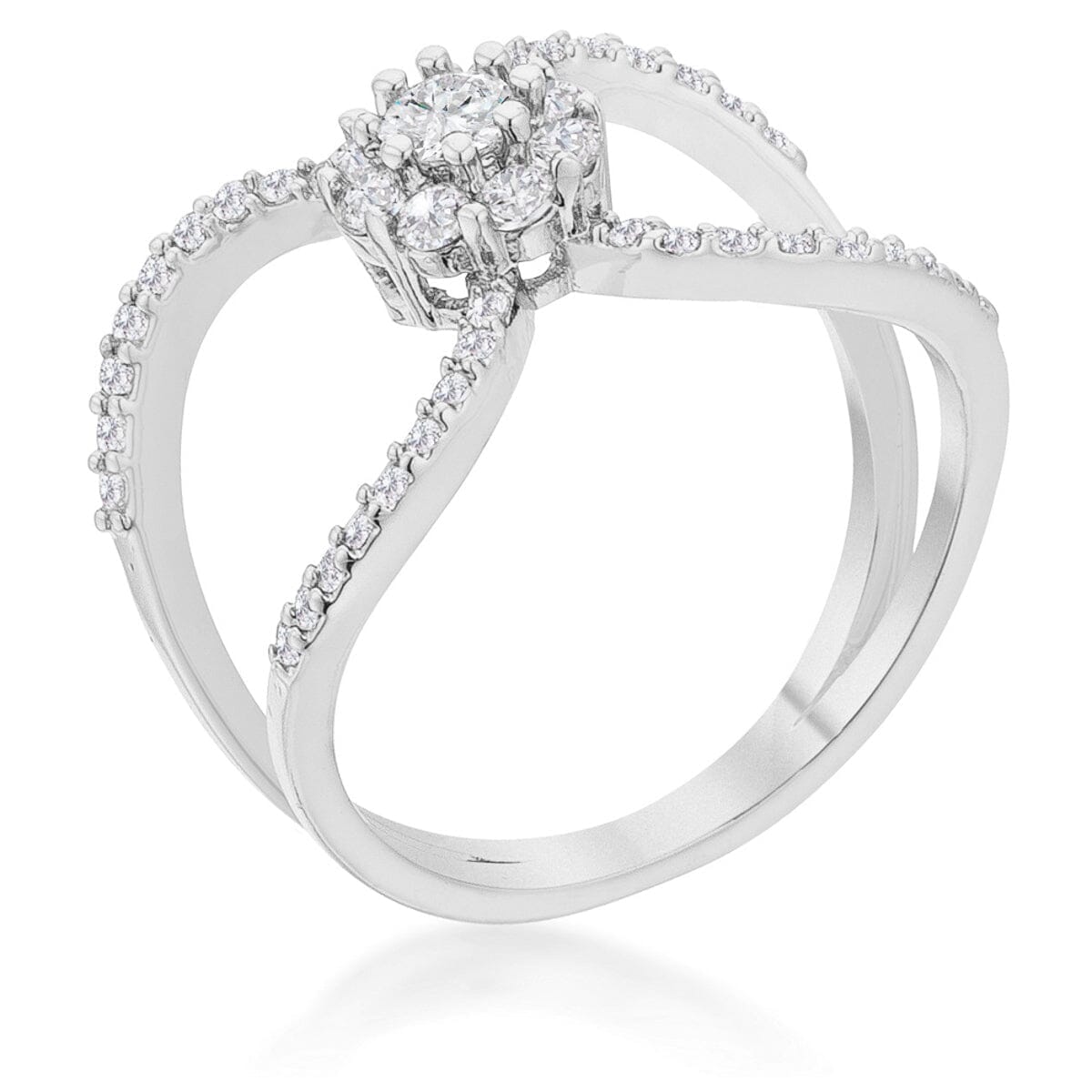 Joyce 0.4ct Cubic Zirconia Rhodium Delicate Floral Wrap Ring Rings Das Juwel 