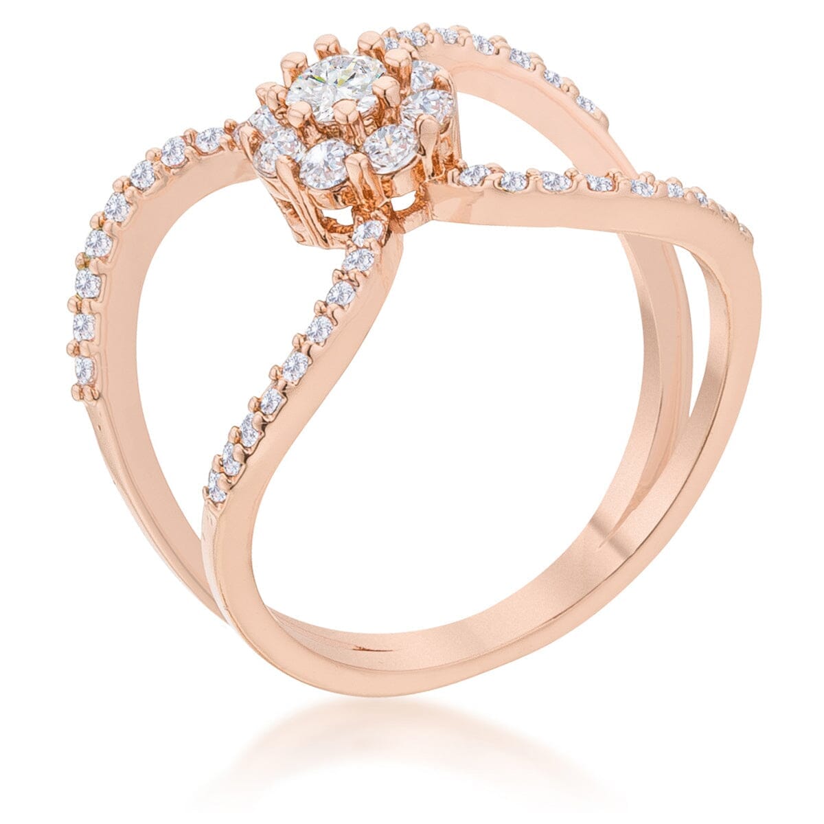 Joyce 0.4ct Cubic Zirconia Rose Gold Delicate Floral Wrap Ring Rings Das Juwel 