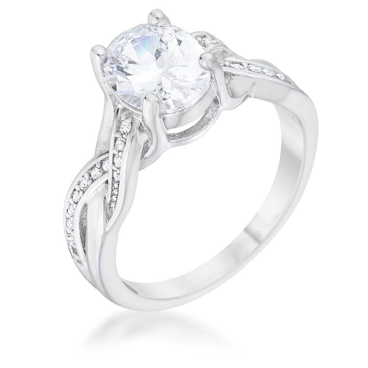 Justine 2ct Cubic Zirconia Rhodium Classic Oval Ring  