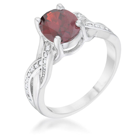 Justine 2ct Garnet Cubic Zirconia Rhodium Classic Oval Ring  
