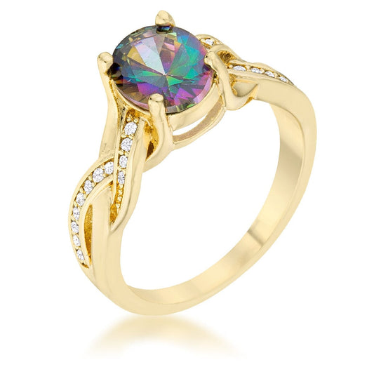 Justine 2ct Mystic Cubic Zirconia 14k Gold Classic Oval Ring Rings Das Juwel 