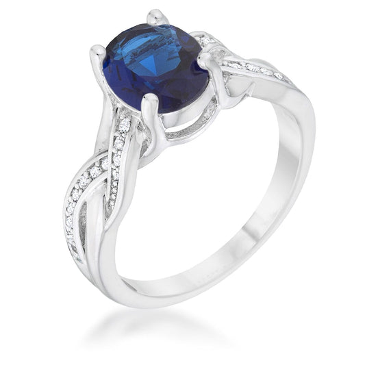 Justine 2ct Sapphire Cubic Zirconia Rhodium Classic Oval Ring  