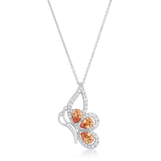 Karen 2.8ct Champagne Cubic Zirconia Rhoidum Butterfly Drop Necklace  