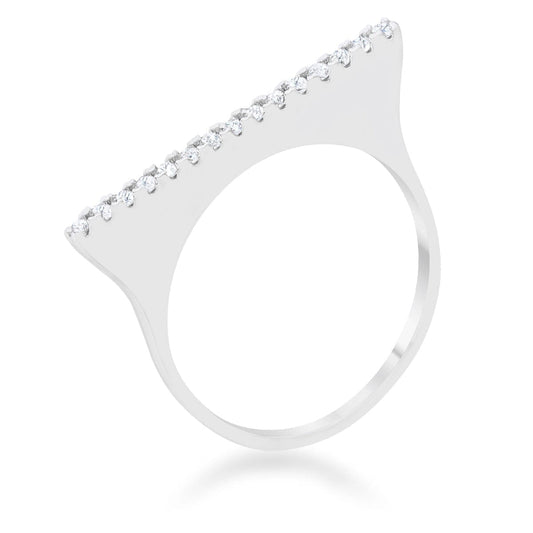 Karolina 0.2ct Cubic Zirconia Rhodium Contemporary Simple Ring Rings Das Juwel 