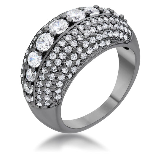 Krista 1.5ct Cubic Zirconia Hematite Contemporary Cocktail Ring  