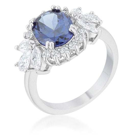 Krizia 4.2ct Tanzanite Cubic Zirconia Rhodium Classic Ring Rings Das Juwel 