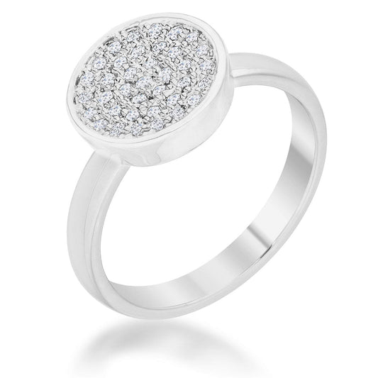 Krystal 0.2ct Cubic Zirconia Rhodium Pave Circle Ring Rings Das Juwel 