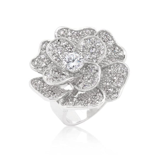 Large Flower Cubic Zirconia Cocktail Ring Rings Das Juwel 