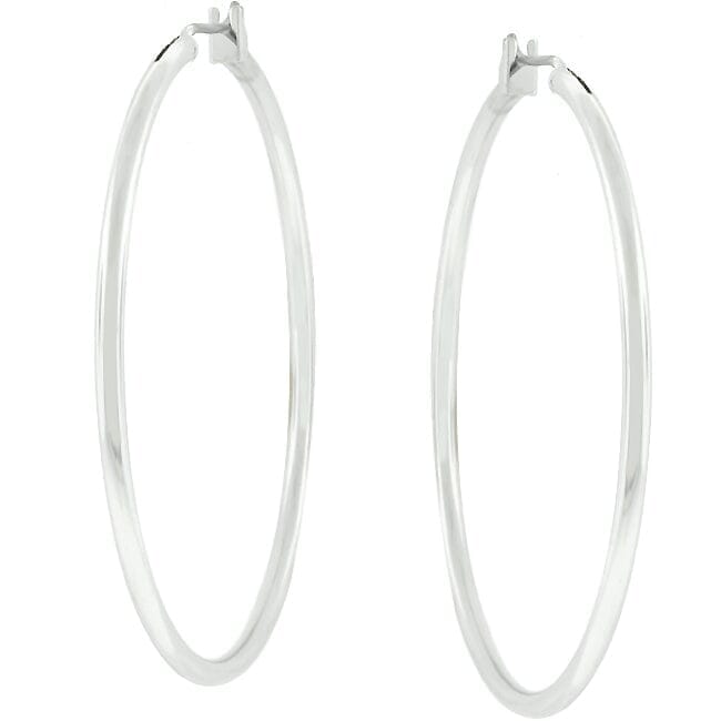 Large Silvertone Finish Hoop Earrings Earrings Das Juwel 