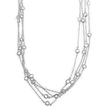 Layered Bezel Rhodium Plated Finish Necklace Necklaces Das Juwel 