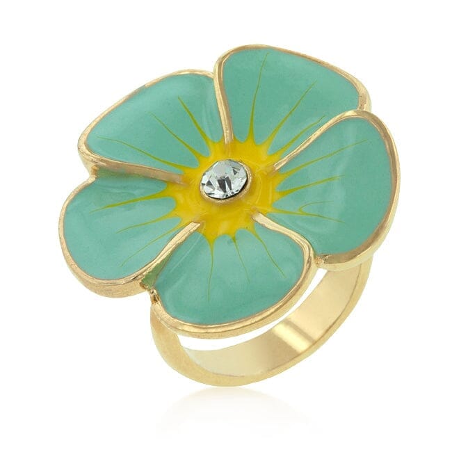 Light Blue Enamel Large Floral Ring Rings Das Juwel 