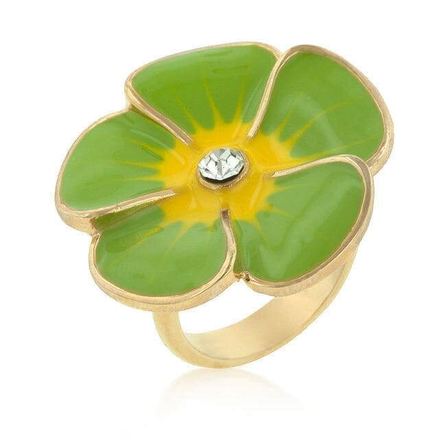 Light Green Enamel Large Floral Ring Rings Das Juwel 