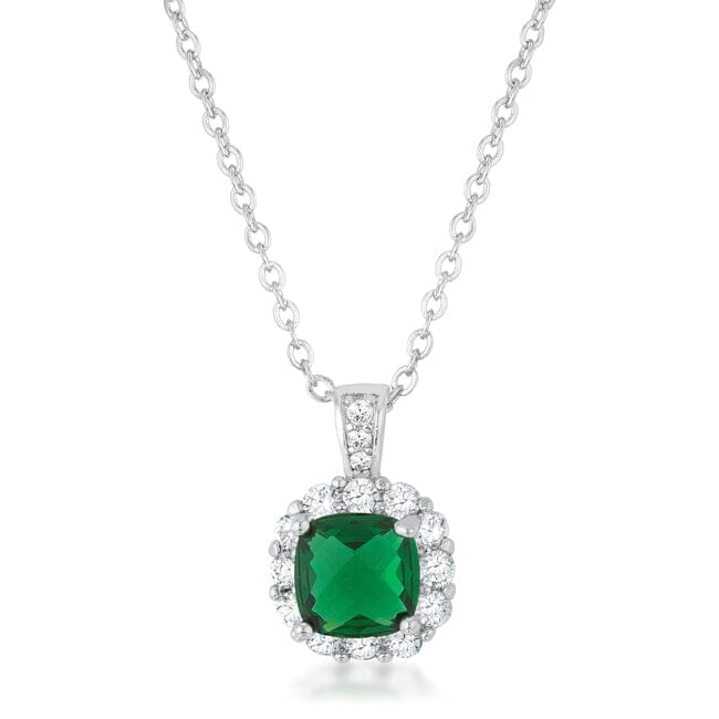 Liz 2.6ct Emerald Cubic Zirconia Rhodium Classic Necklace  
