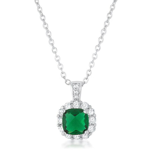 Liz 2.6ct Emerald Cubic Zirconia Rhodium Classic Necklace Pendants Das Juwel 