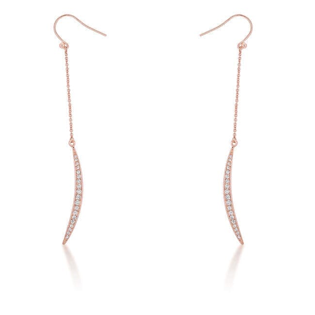 Luna 0.5ct Cubic Zirconia Rose Gold Delicate Moon Drop Earrings Earrings Das Juwel 