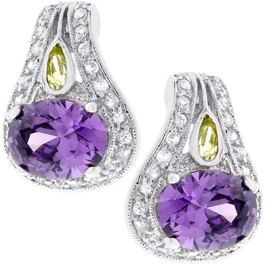 Majestic Amethyst Cubic Zirconia Earrings Earrings Das Juwel 