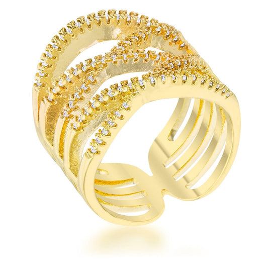 Mandy 0.6ct Cubic Zirconia 14k Gold Contemporary Wide Ring  