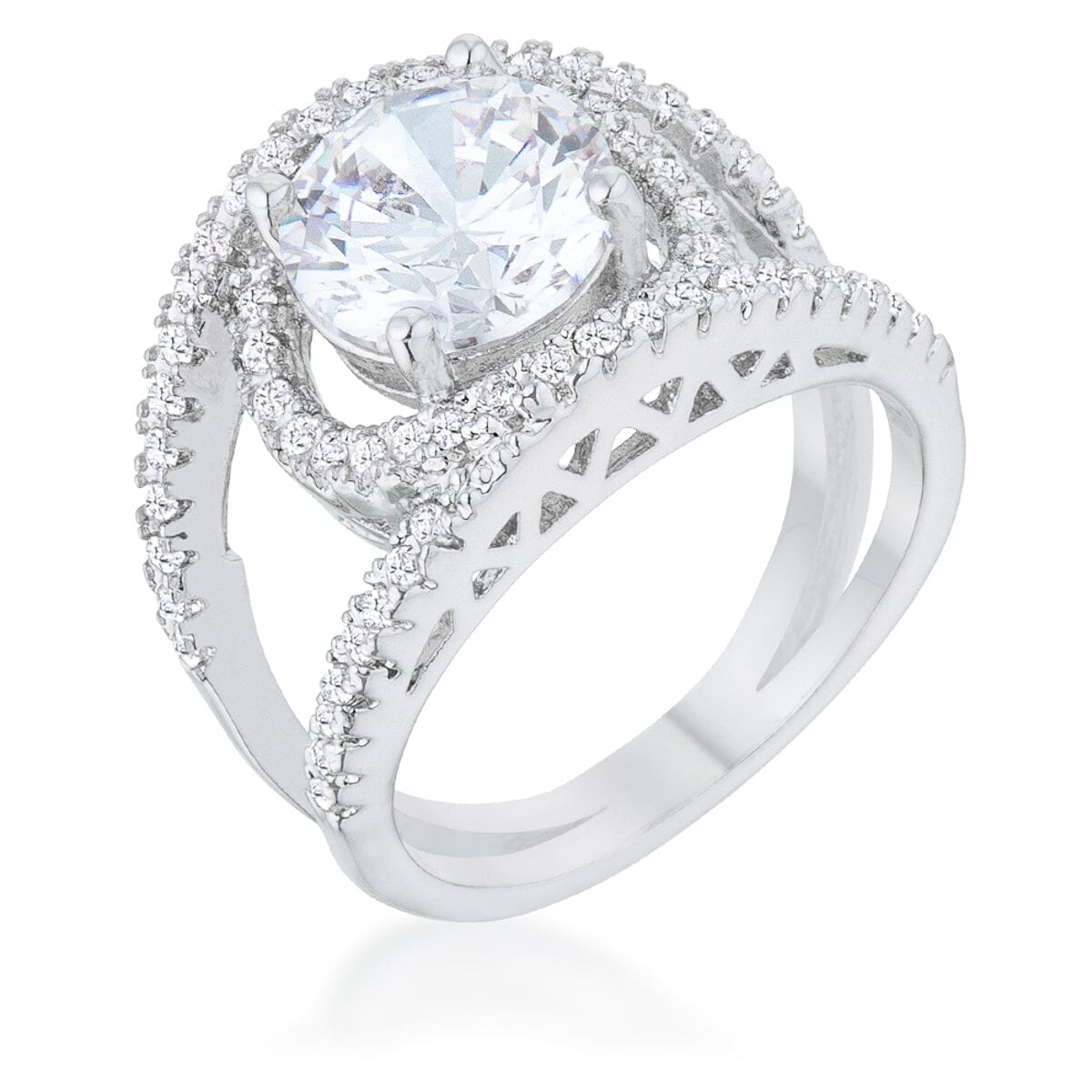 Marcie 3ct Cubic Zirconia Rhodium Contemporary Ring Rings Das Juwel 