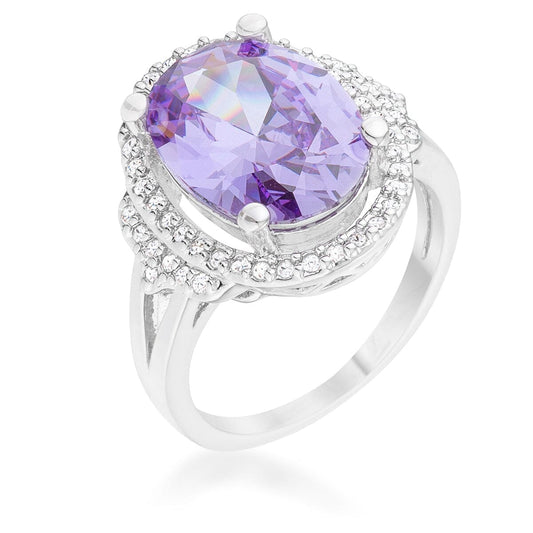 Melanie 5.95ct Amethyst Cubic Zirconia Rhodium Cocktail Ring  