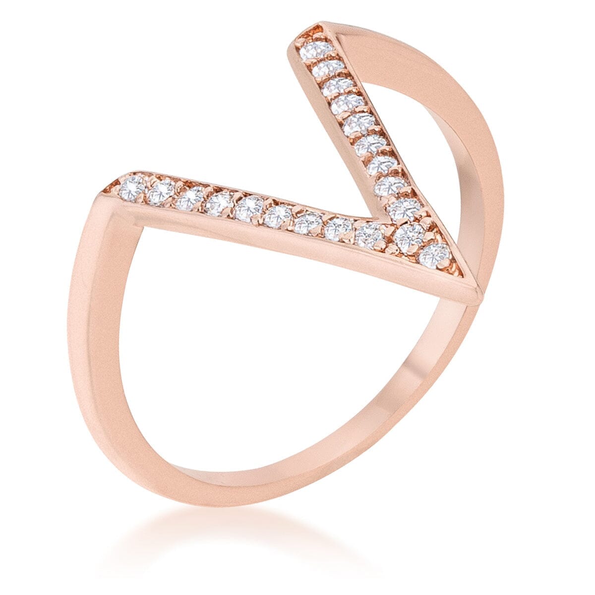 Michelle 0.2ct Cubic Zirconia Rose Gold Delicate V-Shape Ring Rings Das Juwel 