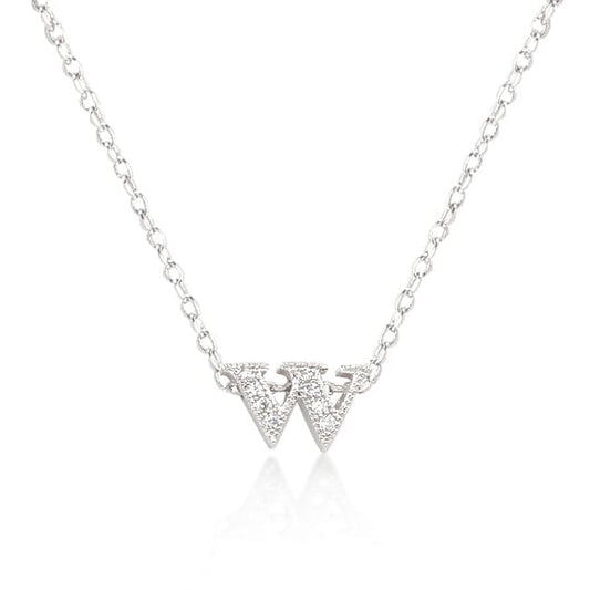 Micro-Pave Initial W Pendant  