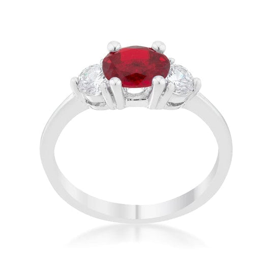 Miranna 1.2ct Garnet Cubic Zirconia Rhodium Classic Oval Ring  