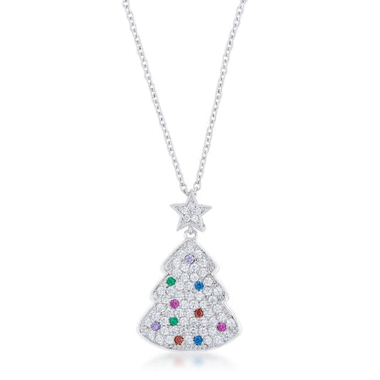 Multicolor Christmas Tree Drop Necklace  