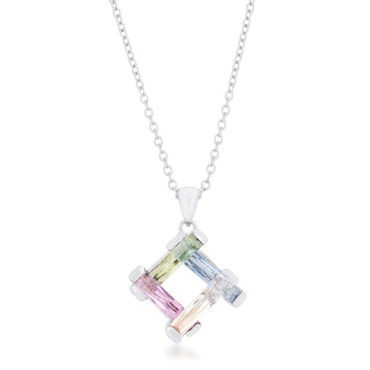 Myra Necklace 10ct Multicolor Rhodium Necklace Pendants Das Juwel 