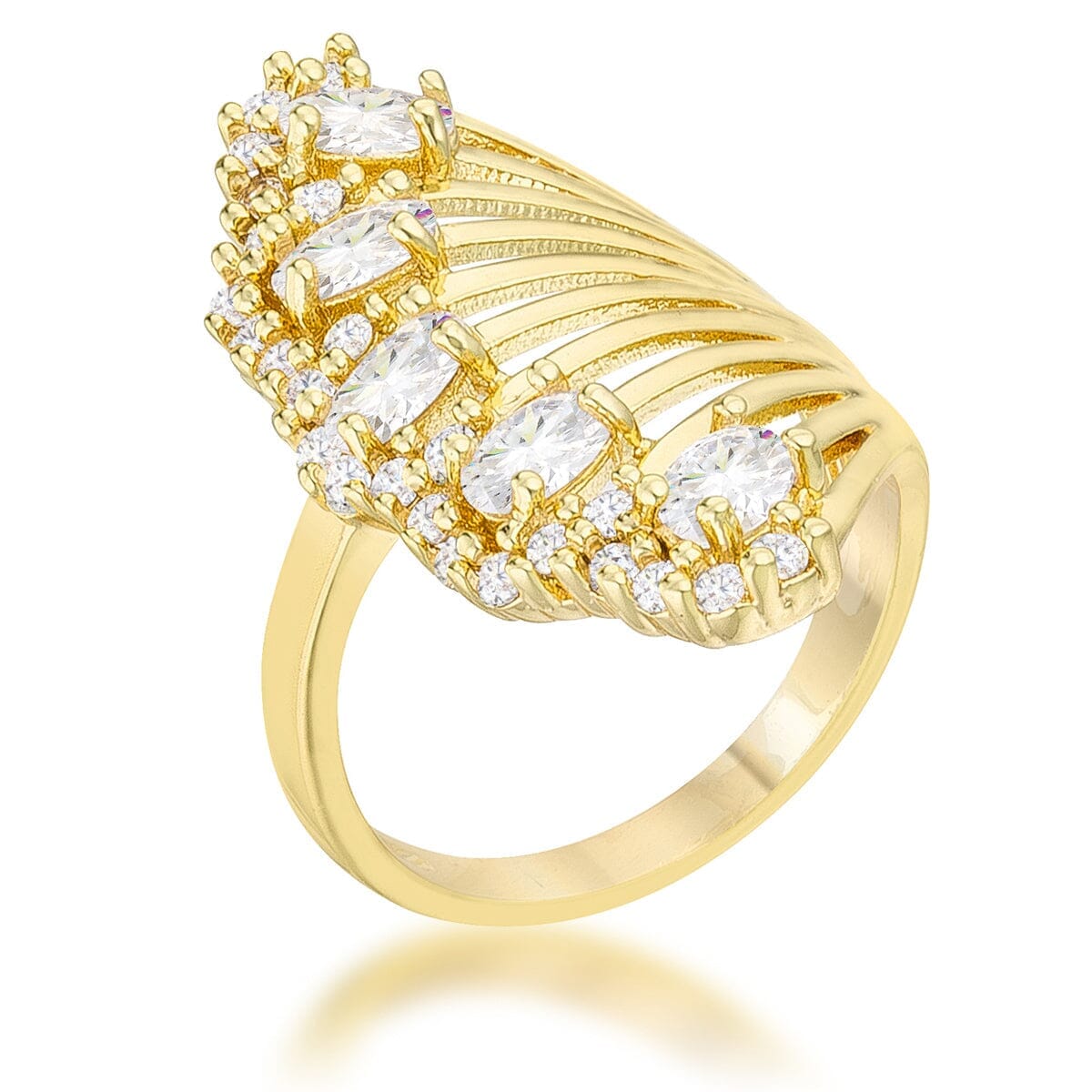 Natalie 2.15ct Cubic Zirconia 14k Gold Contemporary Cocktail Ring Rings Das Juwel 