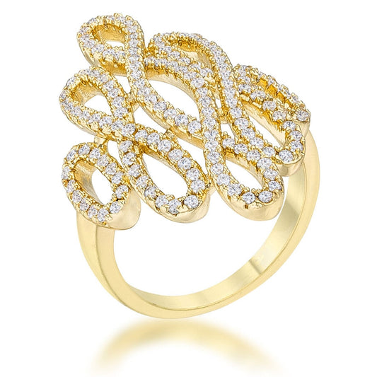 Natasha 0.94ct Cubic Zirconia 14k Gold Contemporary Cocktail Ring Rings Das Juwel 