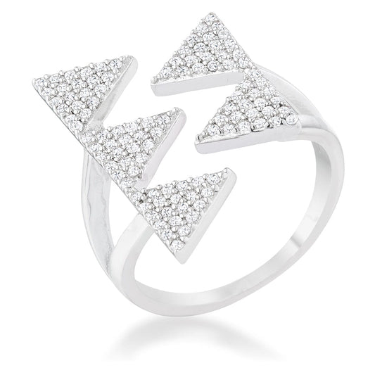 Nori 0.63ct Cubic Zirconia Rhodium Geometric Contemporary Ring  
