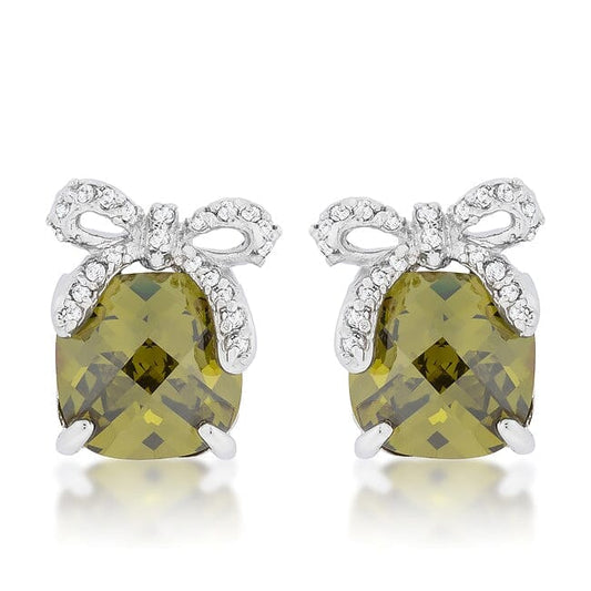 Olivine Drop Earrings with Bow Earrings Das Juwel 
