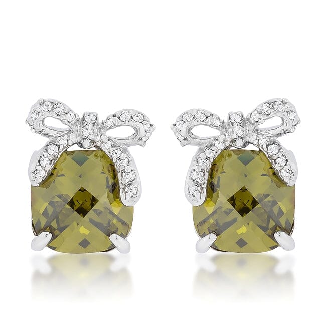 Olivine Drop Earrings with Bow Earrings Das Juwel 