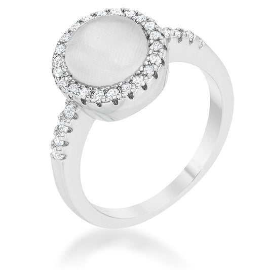 Patricia 0.3ct Cubic Zirconia White Cats Eye Rhodium Classic Ring  