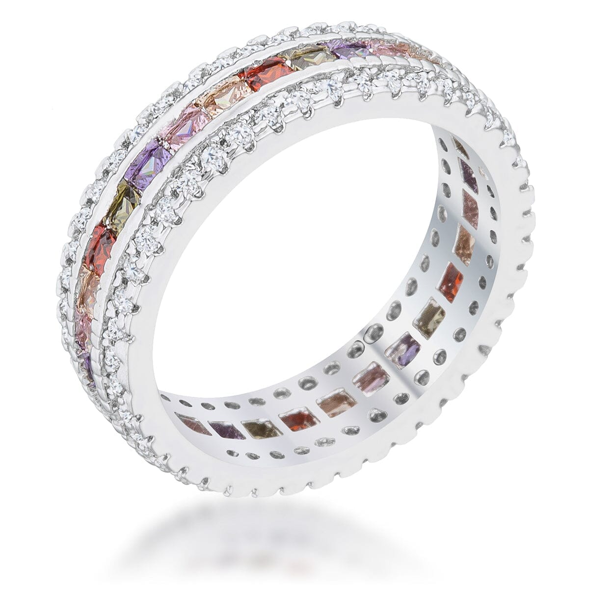 Paula 1.75ct Multicolor Cubic Zirconia Classic Band Ring Rings Das Juwel 