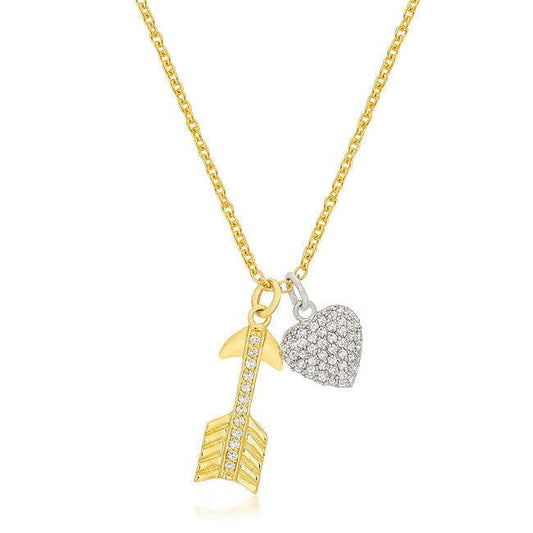 Pave Heart and Arrow Pendant  